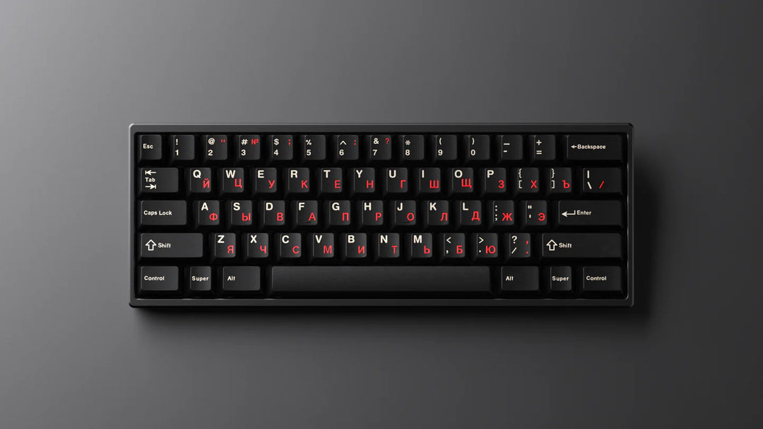 GMK CYL Black Snail Red Cyrillic Alphas