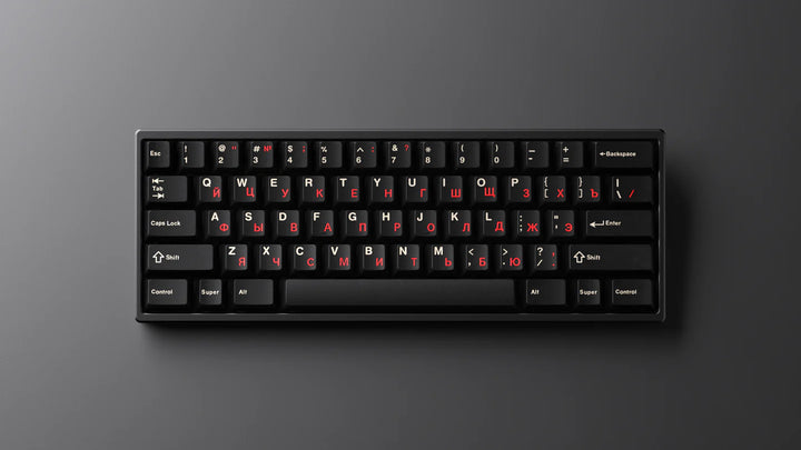 GMK CYL Black Snail Red Cyrillic Alphas