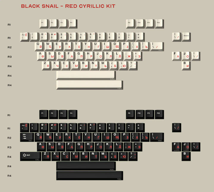 GMK CYL Black Snail Red Cyrillic Alphas